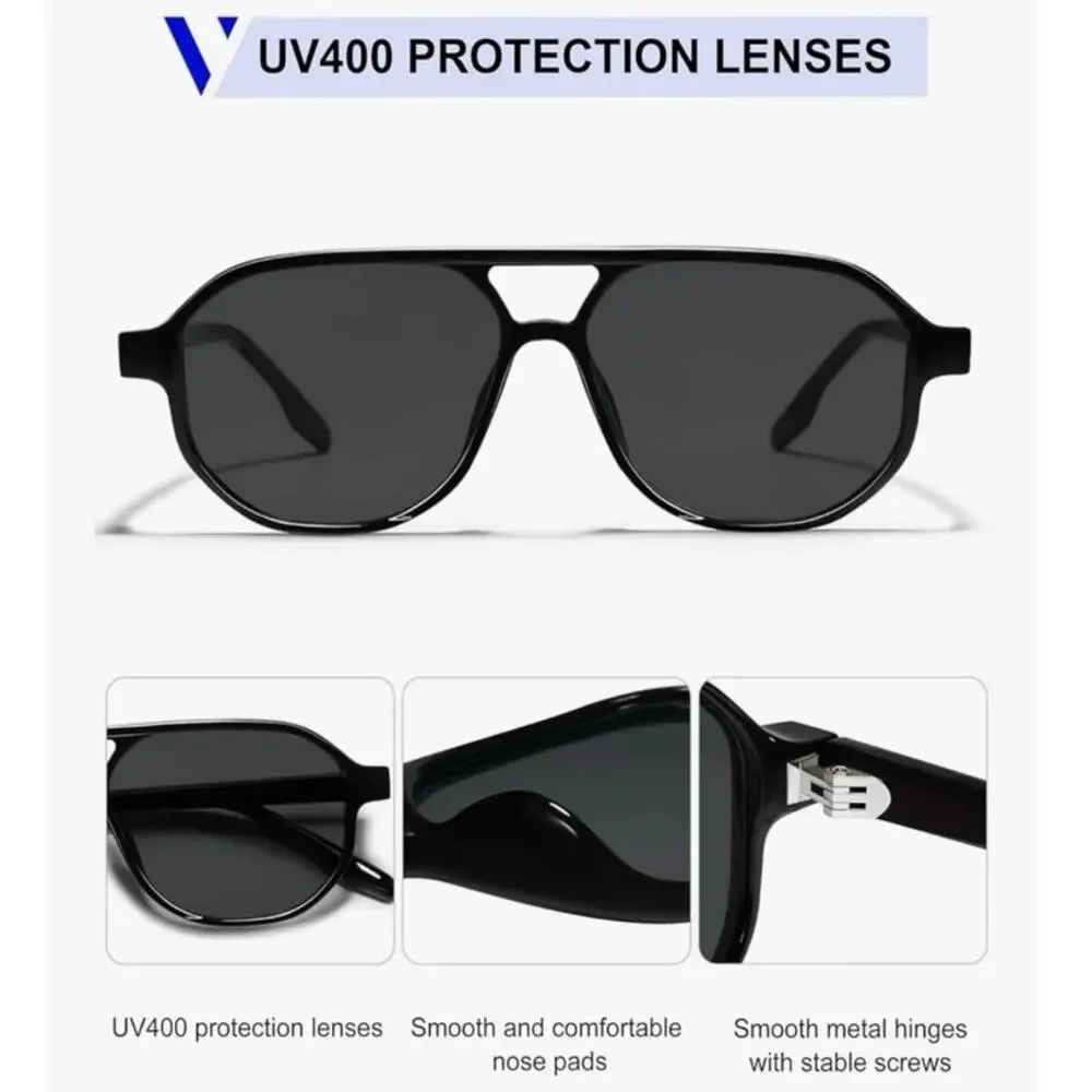 NWT Sumata Black Plastic Sunglasses UV 400 Protection Lenses Unisex